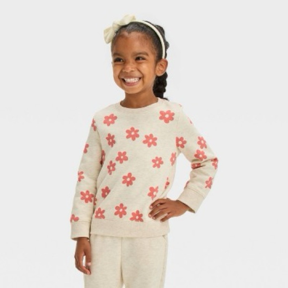 Toddler Girls' Fleece Pullover Sweatshirt - Cat & Jack™ Oatmeal